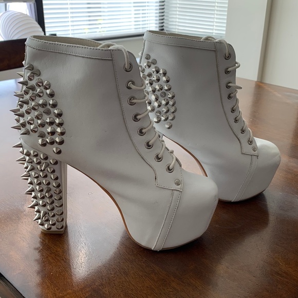 Jeffrey Campbell Spike White Leather Lita Booties - Picture 1 of 8